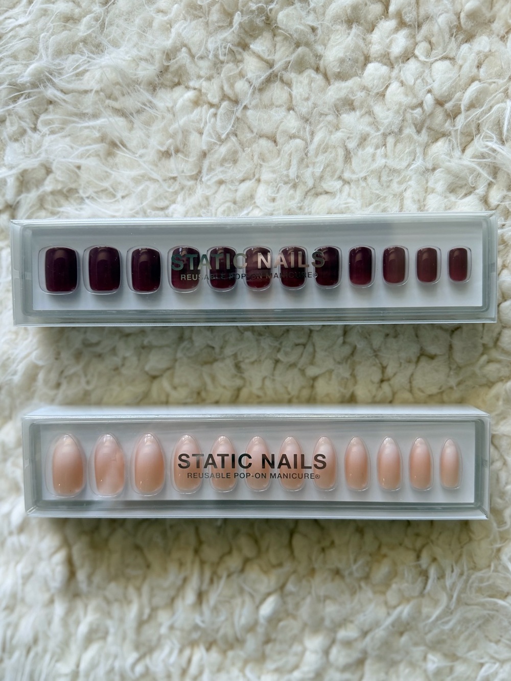 NWT Static Nails Pop-On Manicure Set of 2 Mademoiselle & French Wine